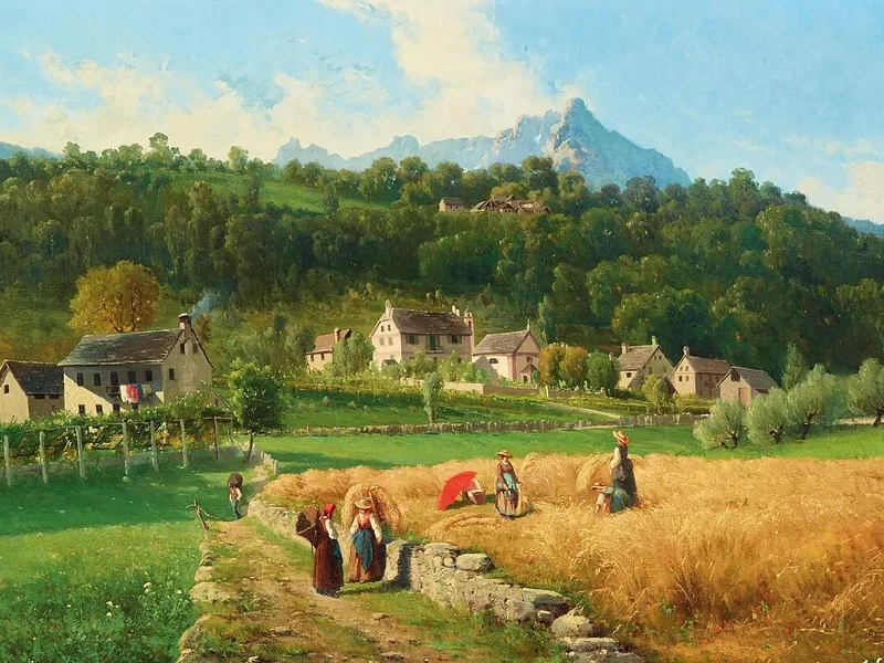 1836-Federico Ashton - Mietitura del grano a Crodo 1879